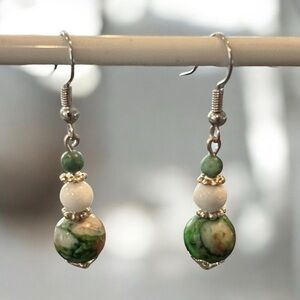 20149 Agate/jasper/conichalicite earrings.